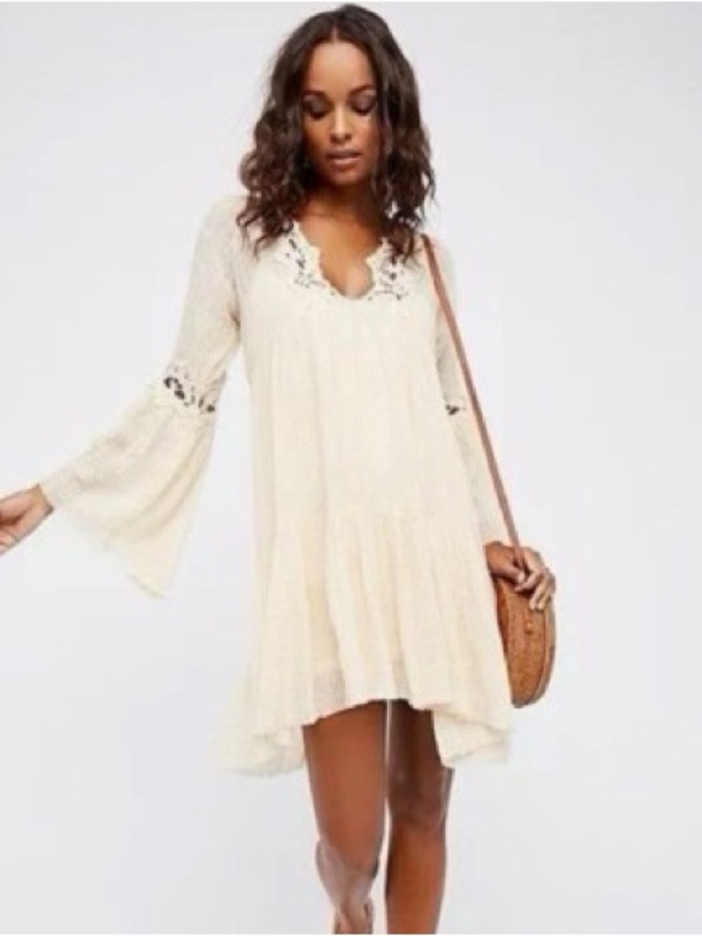 Free People FP One Marishka Tiny Tent Mini Dress in Cream XS